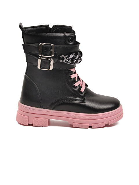 Ayakmod Siyah Pembe İçi Polarlı Kaymaz Taban Kız Çocuk Bot G-1001 F Zncr - S000472614-2563