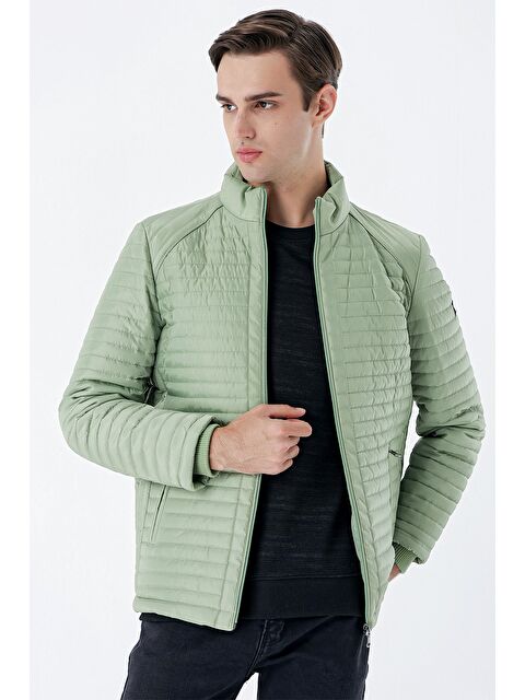 İMZA Açık Yeşil Kapitone Dolumlu Dik Yaka Astarlı Slim Fit Dar Kesim Casual Şişme Mont 1007235164 - S000350340-29488