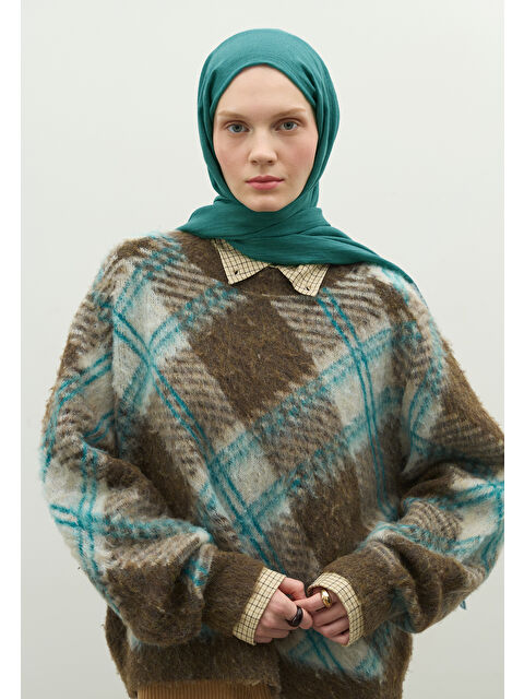 Fresh Scarfs Kaşmir Dokulu Şal Petrol Yeşili - S000470038-4128