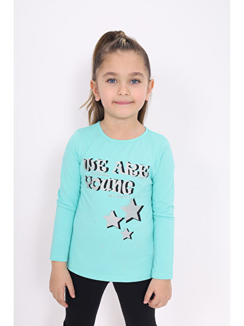 Toontoykids Kız Çocuk Baskılı Taş İşlemeli Tişört