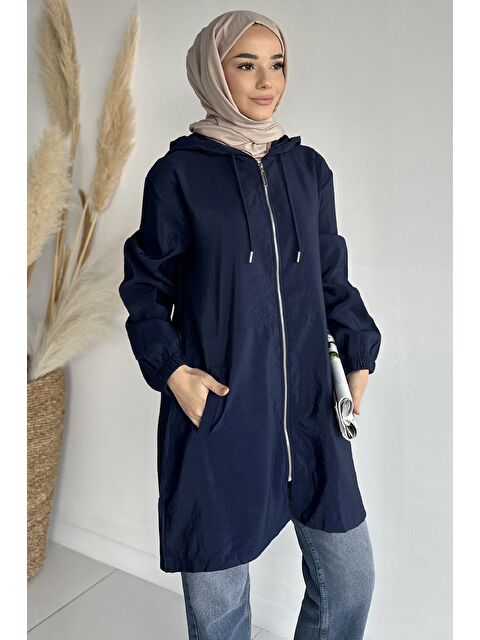 Julude Kapüşonlu Fermuarlı Mevsimlik Tesettür Kap - S000470429-21164