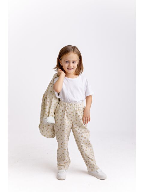 CİGİT Kız Çocuk Çiçekli Gabardin Pantolon - S000359155-19965
