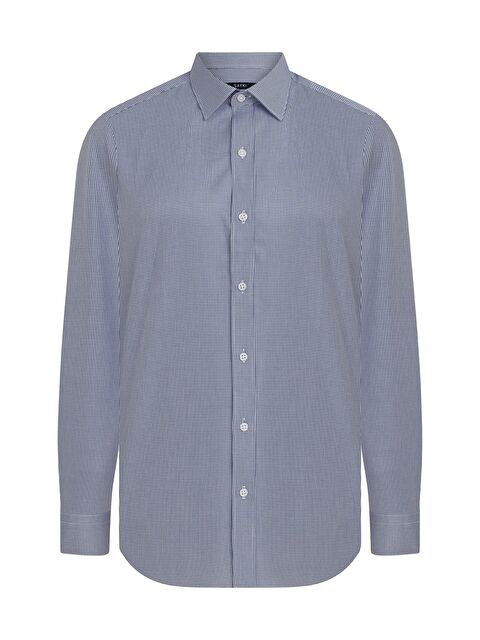 Hatemoğlu Mavi Slim Fit Kareli 100% Pamuk Uzun Kol Spor Gömlek - S000244818-17234