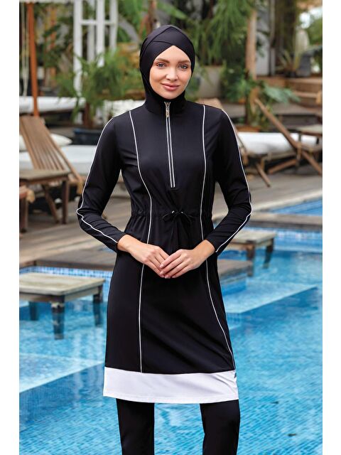 Adasea Likralı Tam Kapalı Tesettür Mayo Nıca 4372 Siyah - S000122481-19351