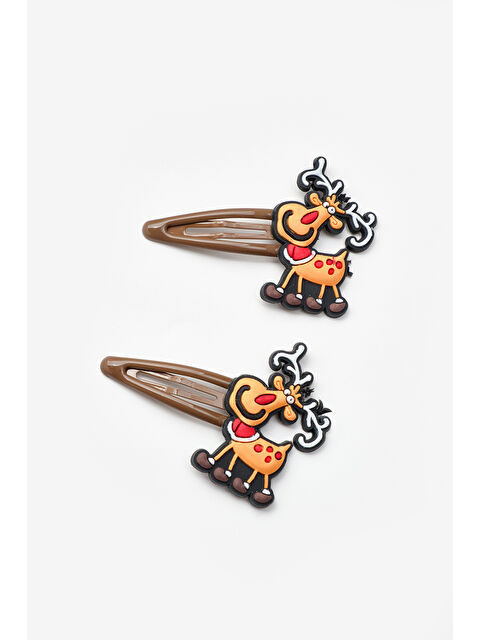 Le Mabelle Kahverengi Geyik Figürlü Kız Çocuk Yılbaşı Çıt Çıt Toka Set - S000473295-19413