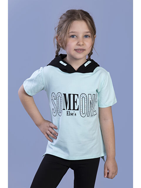 Toontoykids Kız Çocuk KapüşonluTaş İşlemeli Baskılı Tişört - S000359728-1180