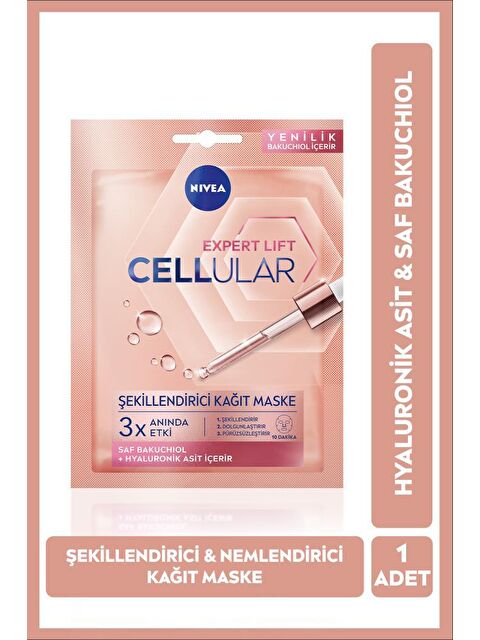 NIVEA Cellular Expert Lift Şekillendirici Kağıt Yüz Maskesi 1 Adet, Saf Bakuchiol, Hyaluronik Asit - S000112874-26865