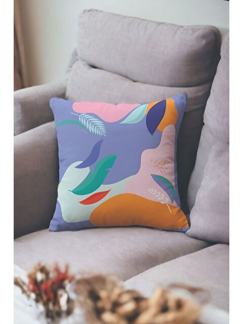 Asdiva Kadife 43x43 Cm Kırlent Kılıfı Dekoratif Yumuşak Salon Yaprak Soyut - S000347705-17878