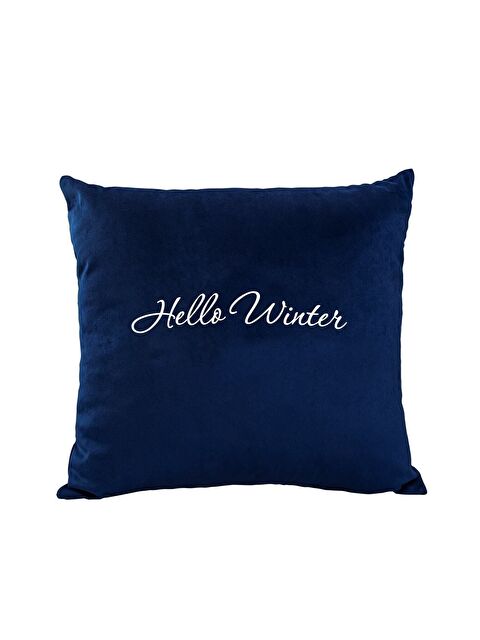 Asdiva Yılbaşı Kırlent Kılıfı Lacivert Hello Winter Yazılı Yeni Yıl 43x43 - S000347706-29672