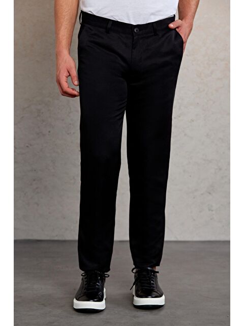 Hatemoğlu Siyah Slim Fit Desenli Yandan Cep Kanvas Erkek Pantolon - S000231550-19351