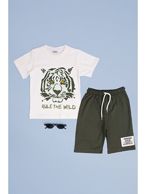 Fullamoda Kaplan Baskılı Beli Lastikli Erkek Çocuk 2 Li Takım