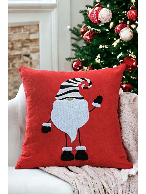 Asdiva Yılbaşı Kırlent Kılıfı Kırmızı Punch Desenli 06 - S000347708-37325