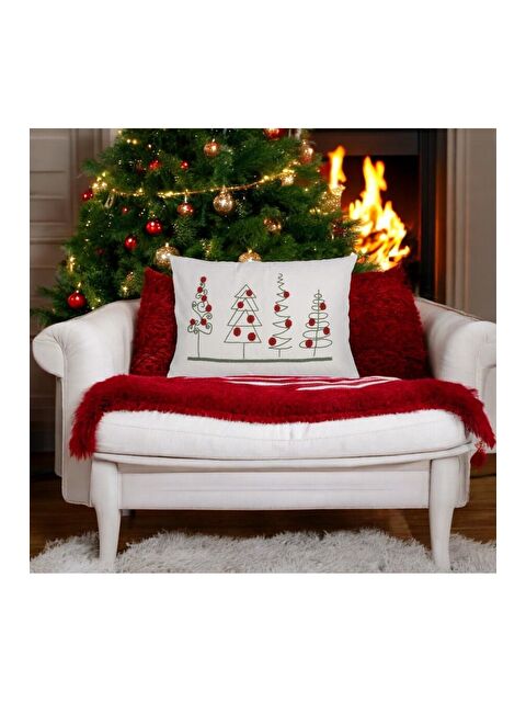 Asdiva Yılbaşı Kırlent Kılıfı Beyaz Zemin  Punch  Desenli Yeni Yıl Süzene Panç 40x60 - S000347708-37252