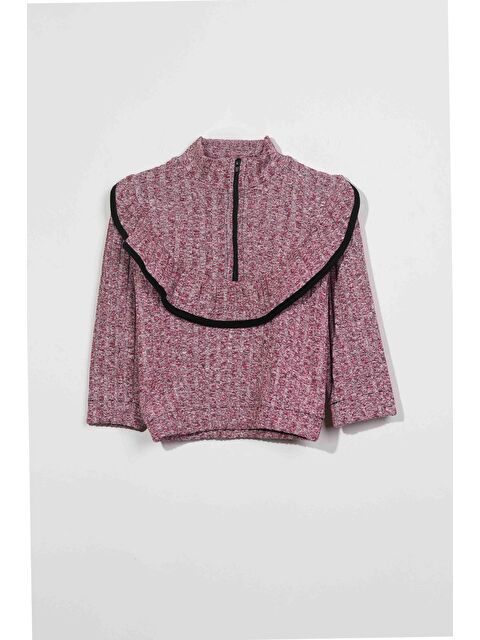 Luess Kız Çocuk Fırfırlı Ve Fermuarlı Bluz - Bordo (2-3 Yaş 8-9 Yaş) - S000337697-19951