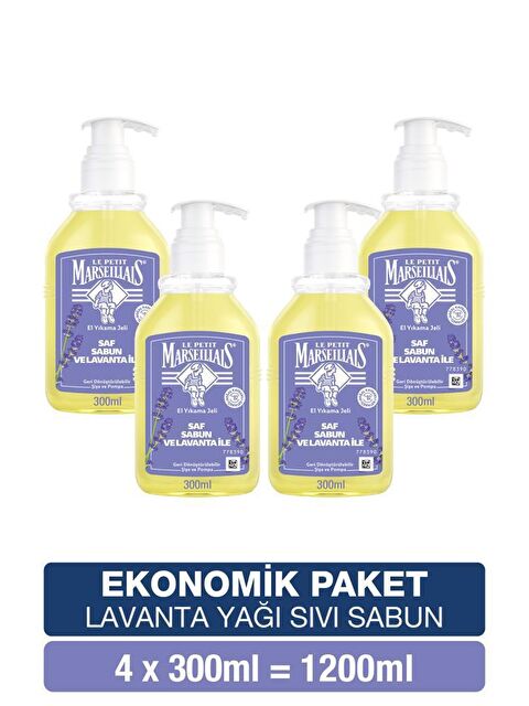 Le Petit Marseillais Saf Sıvı Sabun Lavanta Yağı 300 ml x4 Ekonomik Paket - S000226555-10231