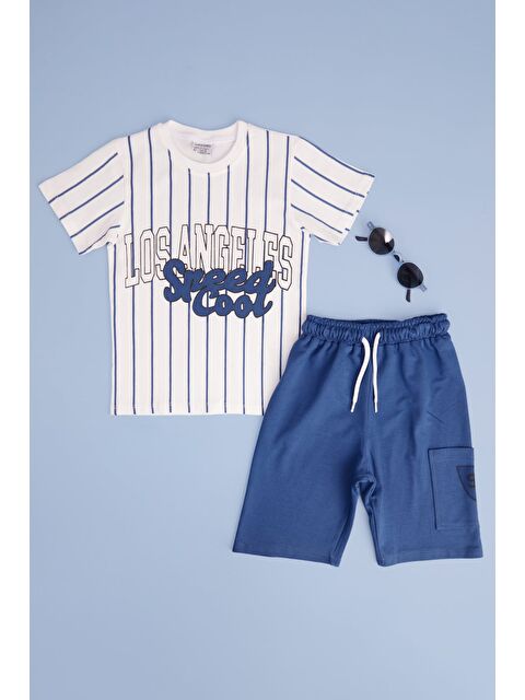 Fullamoda Çizgili Los Angeles Baskılı Erkek Çocuk 2 Li Takım