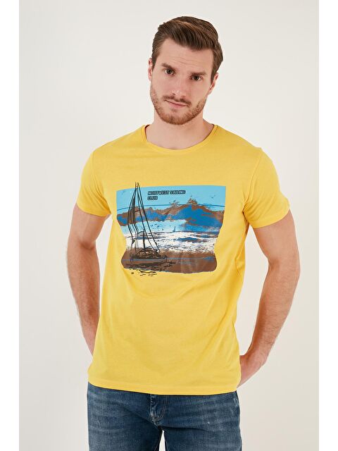 Buratti Baskılı Bisiklet Yaka %100 Pamuklu Slim Fit Tişört 541YELKEN24 - S000146348-20072