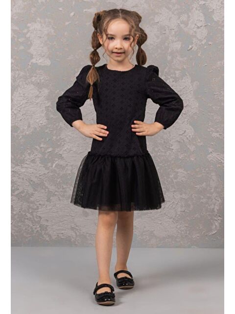 Magu Kız Çocuk Pamuklu Güpürlü Tül Etekli Elbise - S000491800-19351