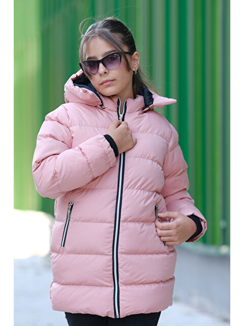 Pina Kids Kız Çocuk Kapüşonlu Kalın Uzun Şişme Mont KM YY31 - S000271705-20024