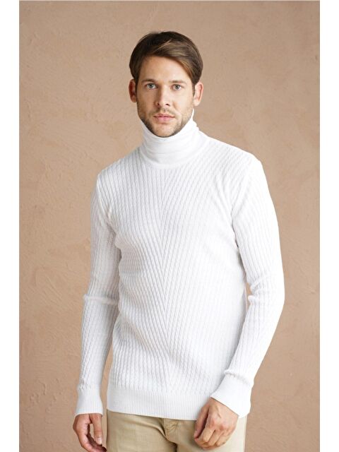 Tarz Cool Erkek Yürütme Örgü Balıkçı Yaka Triko Kazak - S000147113-20063