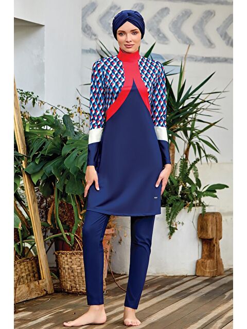 Adasea Likralı Tam Kapalı Tesettür Mayo Lulu 4409 Koyu Lacivert - S000127258-29672