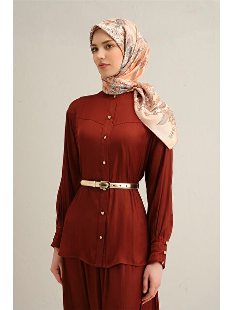 ARMİNE Klasik Desenli Saf İpek Twill Eşarp 9338 55 - S000500544-22000