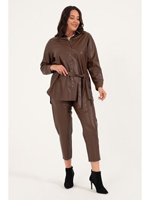 Mylinemoda Suni Deri Kuşaklı Gömlek Ceket - S000242411-19413