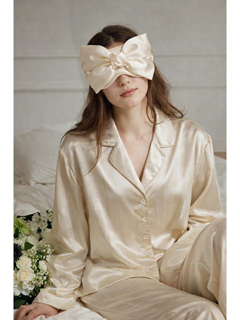 Katia And Bony Kurdeleli Fiyonk Saten Göz Uyku Bandı Ekru