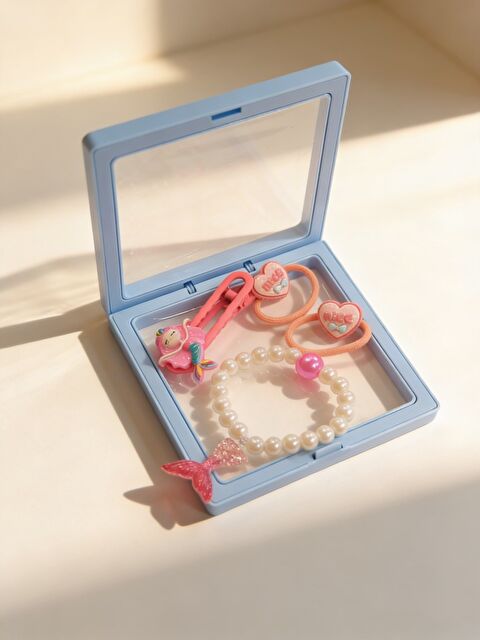 Katia And Bony Kız Çocuk 4'Lü Deniz Kızı Plastik Kutulu Toka Seti Mavi