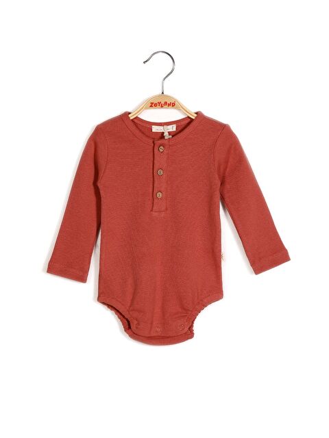 MİNİNİO Gots Sertifikalı %100 Organik Pamuk Önden Düğmeli Erkek Body (0-4Yaş) - S000363548-18657