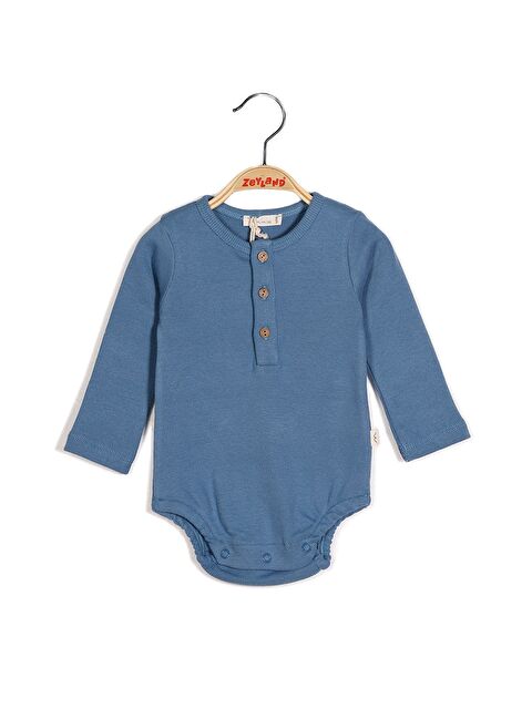 MİNİNİO Gots Sertifikalı %100 Organik Pamuk Önden Düğmeli Erkek Body (0-4Yaş) - S000363549-23710