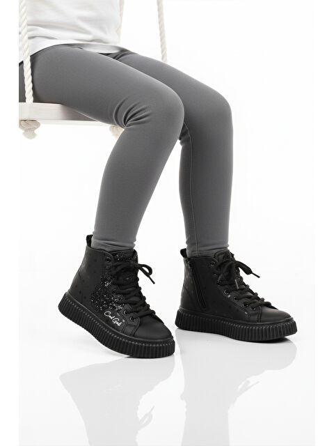 Ayakmod Siyah Fermuarlı İçi Polarlı Kaymaz Taban Kız Çocuk Bot Aisha F - S000491821-19351