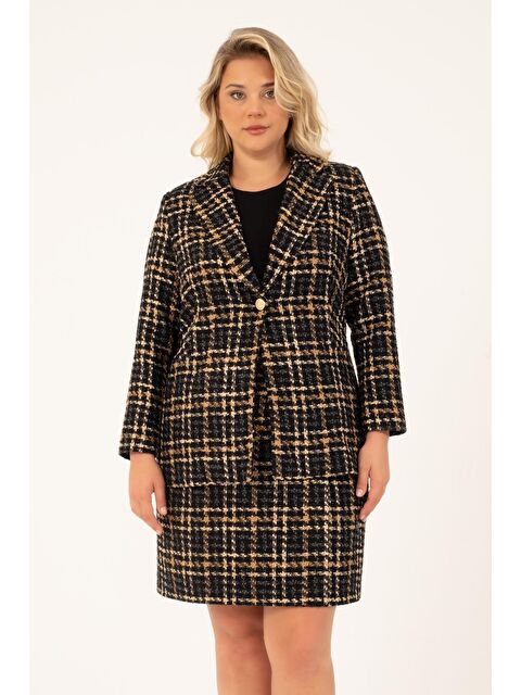 Mylinemoda Astarlı Tüvit Kruvaze Blazer Ceket - S000242412-19413
