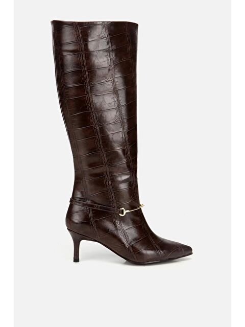 Yaya By Hotiç Kadın Kahverengi İnce Kemerli Tokalı Topuklu Çizme - S000491777-19413