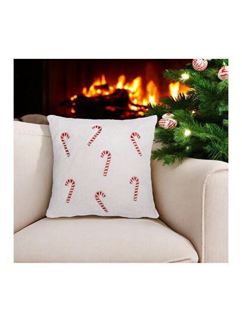 Asdiva Yılbaşı Kırlent Kılıfı Beyaz Welsoft Zemin konseptli   45x45 - S000346989-20063