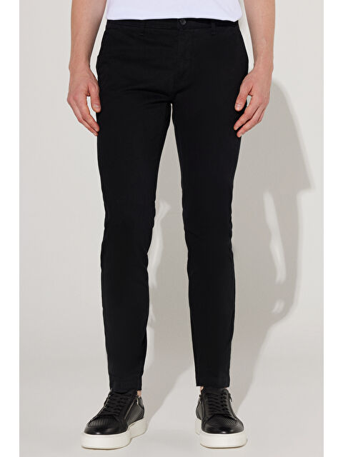 AC&Co / Altınyıldız Classics Erkek Siyah Slim Fit Dar Kesim Pamuklu Esnek Yan Cep Rahat Chino Pantolon - S000394605-19351