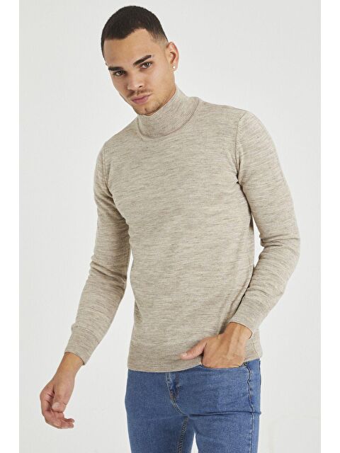 Tarz Cool Erkek Slim Fit Yarım Balıkçı Yaka Basic Triko Kazak - S000147118-25636