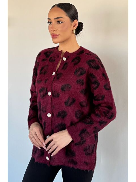 Gülseli Kadın İnci Düğmeli Desenli Triko Hırka - S000491729-19951