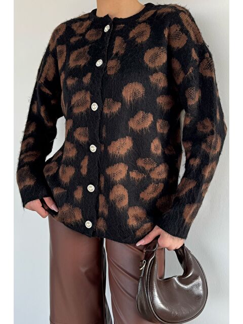 Gülseli Kadın İnci Düğmeli Desenli Triko Hırka - S000491729-37433