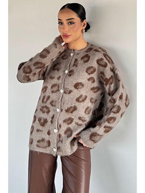 Gülseli Kadın İnci Düğmeli Desenli Triko Hırka - S000491729-26429