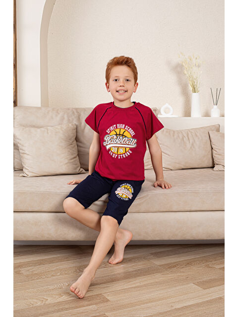 Formo Erkek Çocuk %100 Doğal Pamuk Kısa Kollu  Kaprili Pijama Takımı - S000397478-19951