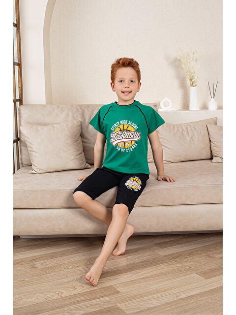 Formo Erkek Çocuk %100 Doğal Pamuk Kısa Kollu  Kaprili Pijama Takımı - S000397478-18194