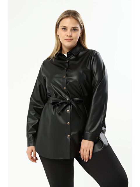 Mylinemoda Suni Deri Kuşaklı Gömlek Ceket - S000242420-19351