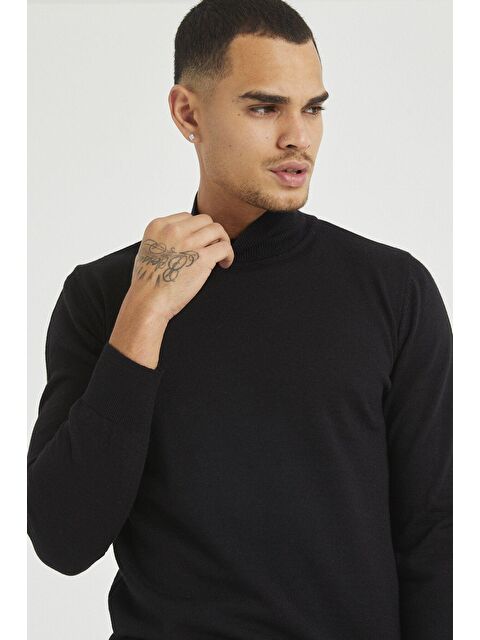 Tarz Cool Erkek Slim Fit Yarım Balıkçı Yaka Basic Triko Kazak - S000147118-19351