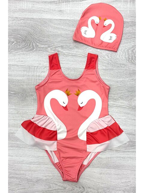 Modanino Kız Çocuk Kuğu Baskılı Fırfırlı ve Boneli Mayo Takımı 3-10 Yaş 12224 - S000378518-20024