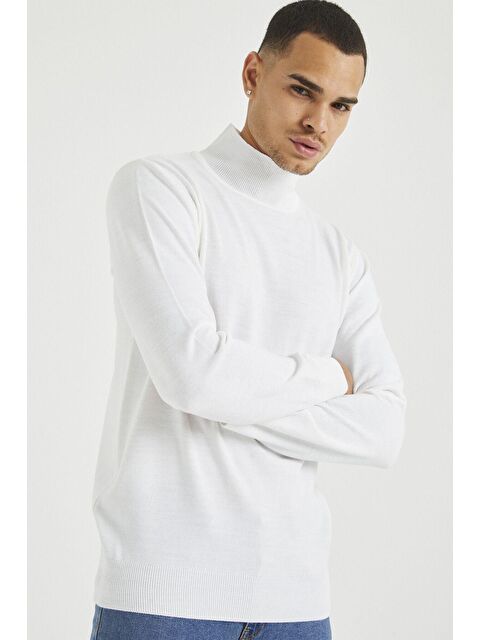 Tarz Cool Erkek Slim Fit Yarım Balıkçı Yaka Basic Triko Kazak - S000147118-20063