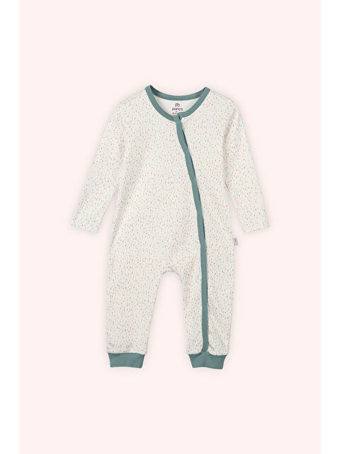 Panço Yenidoğan Baskılı Biye Detaylı Patikli Ekru Tulum - S000527358-19965