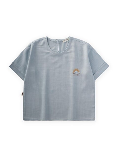 CİGİT Kız Çocuk Nakışlı Keten Bluz - S000369961-17234