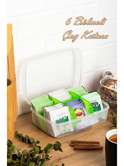 Porsima 1178 Premium 6 Bölmeli Poşet Çay Kutusu Sallama Çay Kutusu Yeşil - S000397480-29488