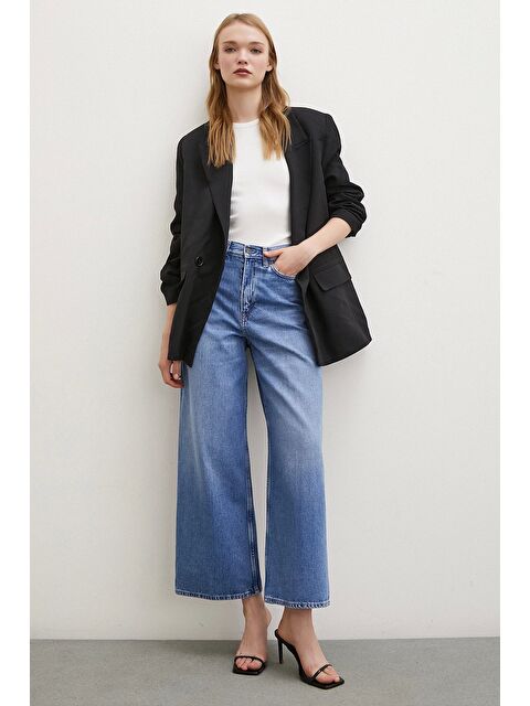 Never More Yüksel Bel Geniş Paça Salaş Jean Mavi - S000292611-17234